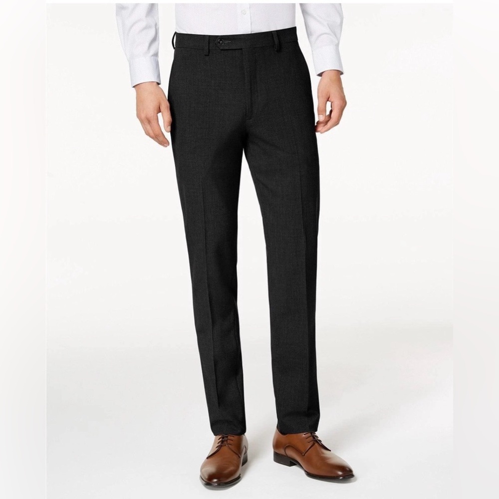 Calvin Klein Mens Slim fit Dress Pants 34 / 30 Black Solid Stretch. New